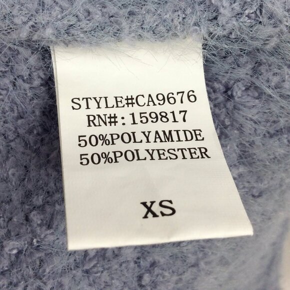 Altar'd State Sweater Womens Size XS Blue V-Neck Fuzzy Rolled Hem Cuffs Oversize - Picture 8 of 8
